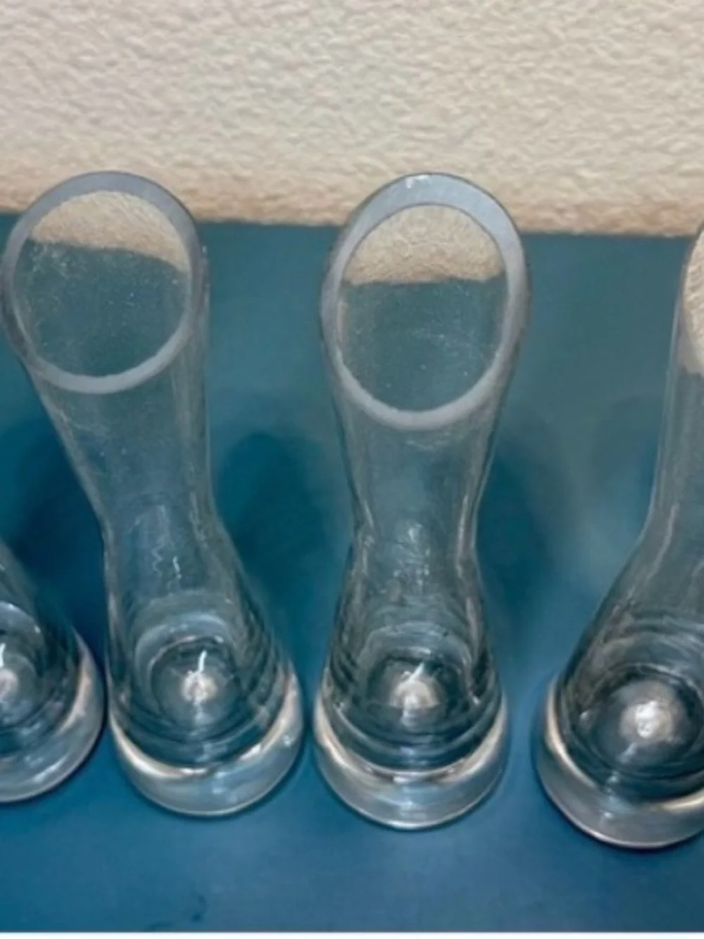Set of 6 Clear Glass Bud Vases 7.25